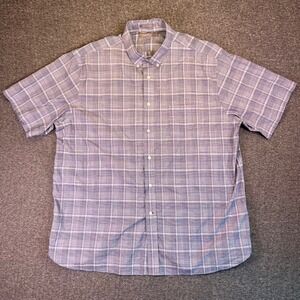 Daniel Cremieux Button Up Shirt Mens 2XL Plaid Short Sleeve Stretch Signature Co